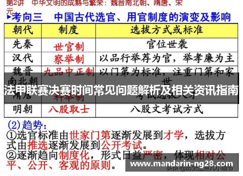 法甲联赛决赛时间常见问题解析及相关资讯指南